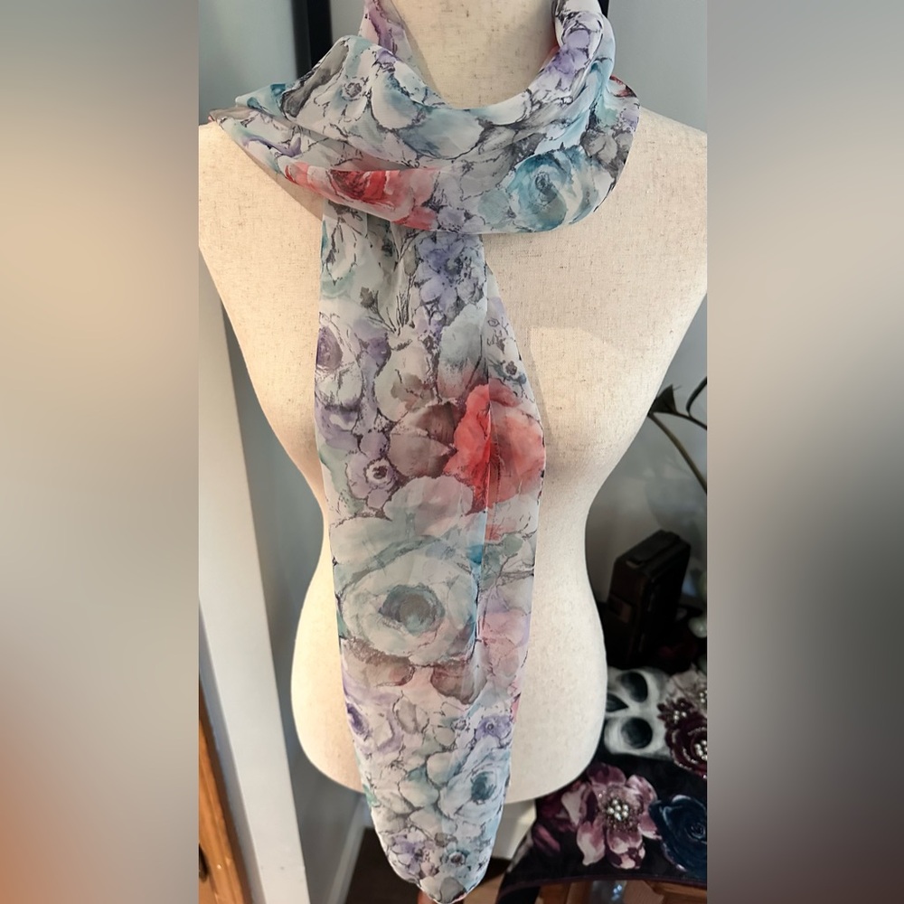 Floral Scarf Sheer and Simple Elegance